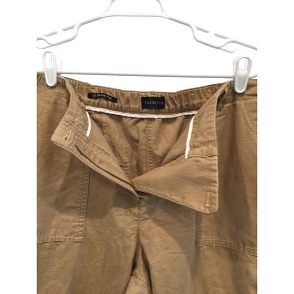 Talbots Slim Cargo Pant Womens 16 Khaki Beige Elastic Waist Classic Preppy Work - Picture 6 of 7